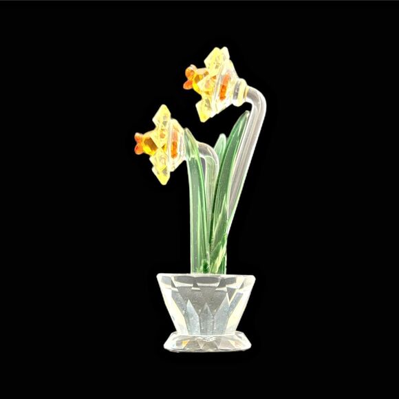 Crystal World Miniature Daffodils Figurine Made USA Easter Cottage Core Collect - Picture 2 of 7